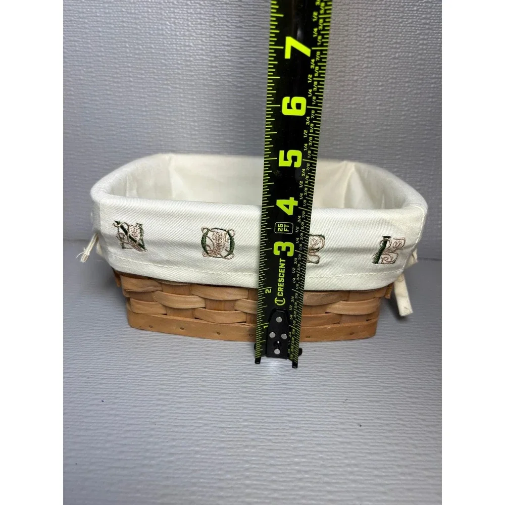 Vintage Longaberger Noel wicker Basket‎ with Embroidered Fabric Liner Brown